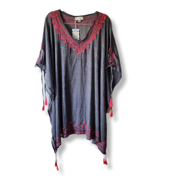 BE Beach Exist Women Boho Swim Cover Up OS Sheer Tassel Resort Hippie Festival - Picture 1 of 10